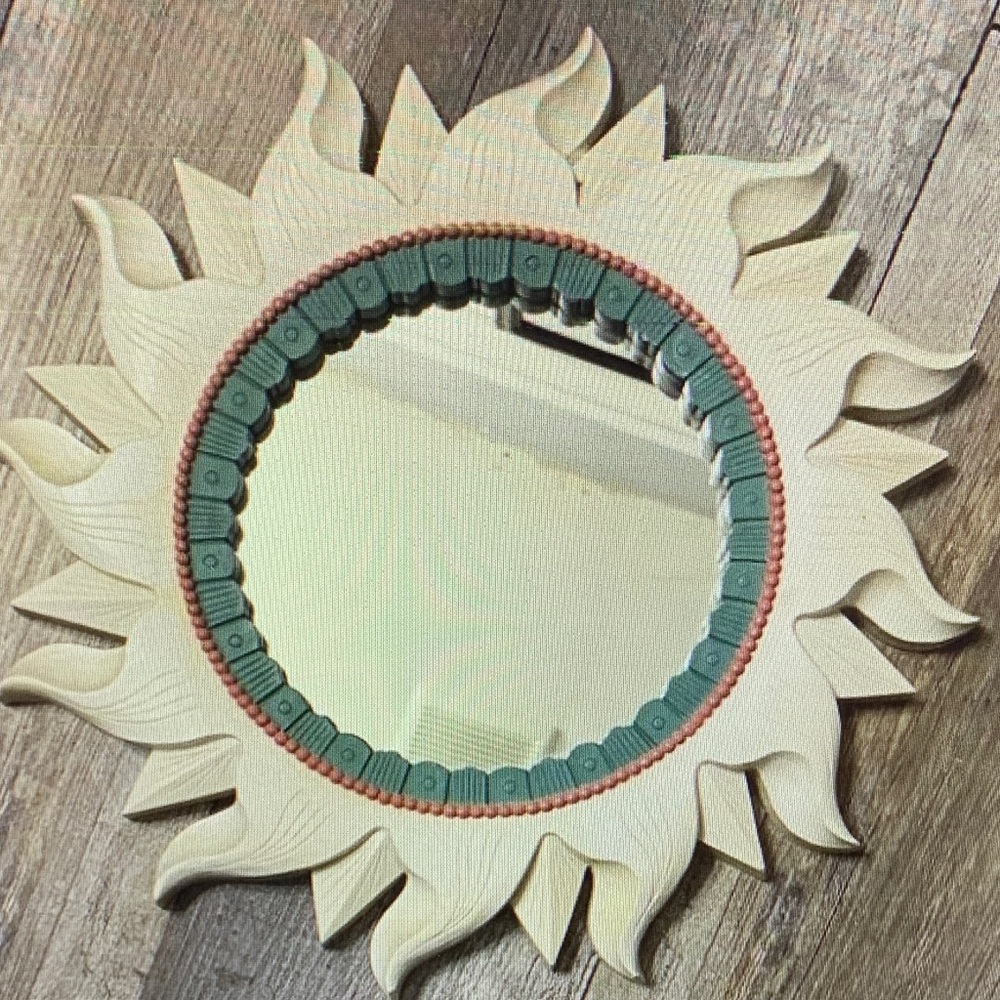 Vintage Home Interiors Cream and Green Decorative Mirror